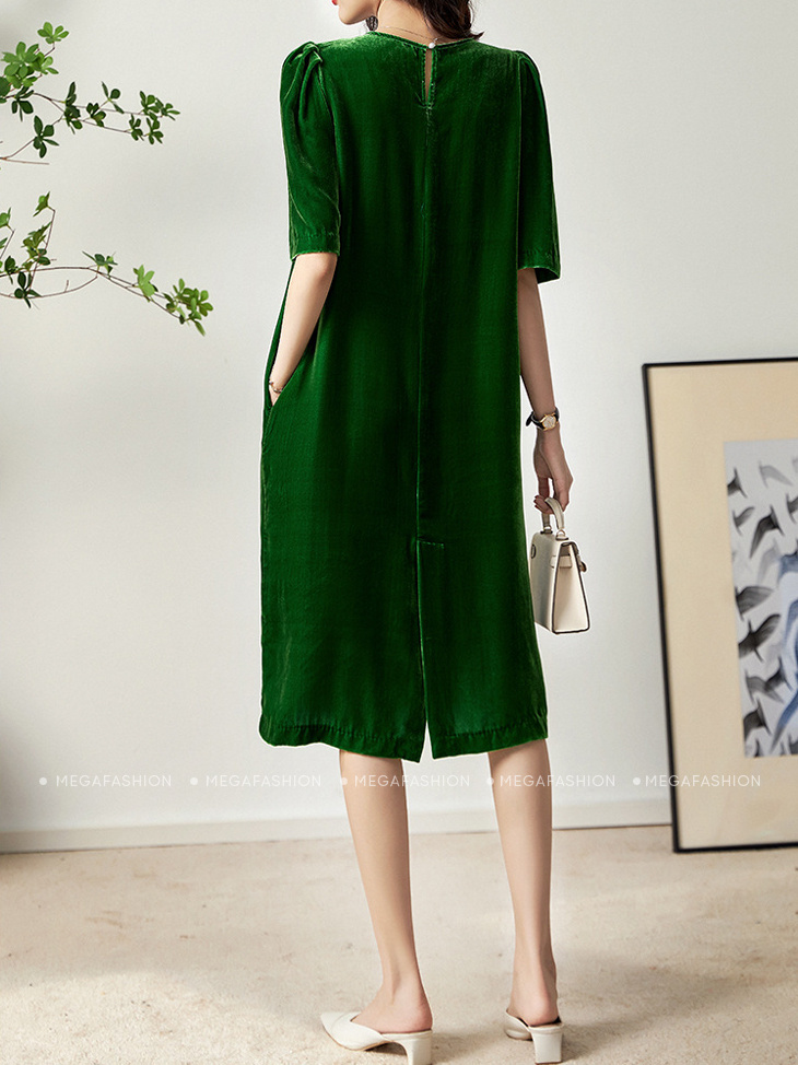 Vải nhung may áo dài, may quần áo - màu xanh rêu [ 50cm x khổ 1,75m] |  Shopee Việt Nam