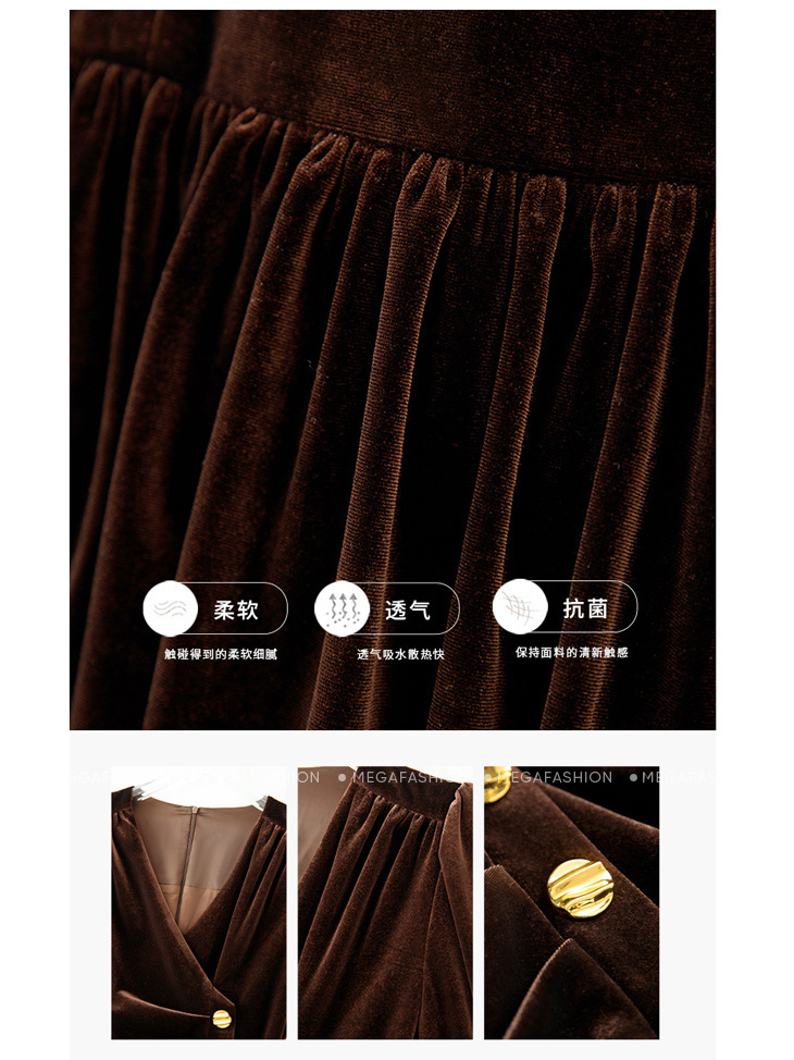 Váy nhung kiểu sơ mi chất liệu nhung thô nhập khẩu Hàn Quốc