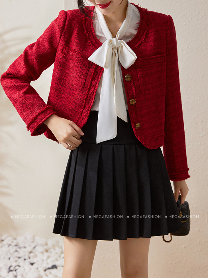 Set áo trắng và chân váy đỏ xinh xắn dễ thương - JN20 - AloraShop21
